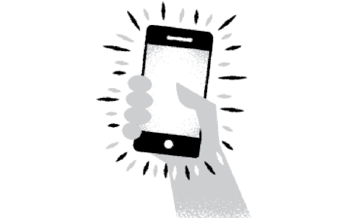 Illustration of a hand holding a phone