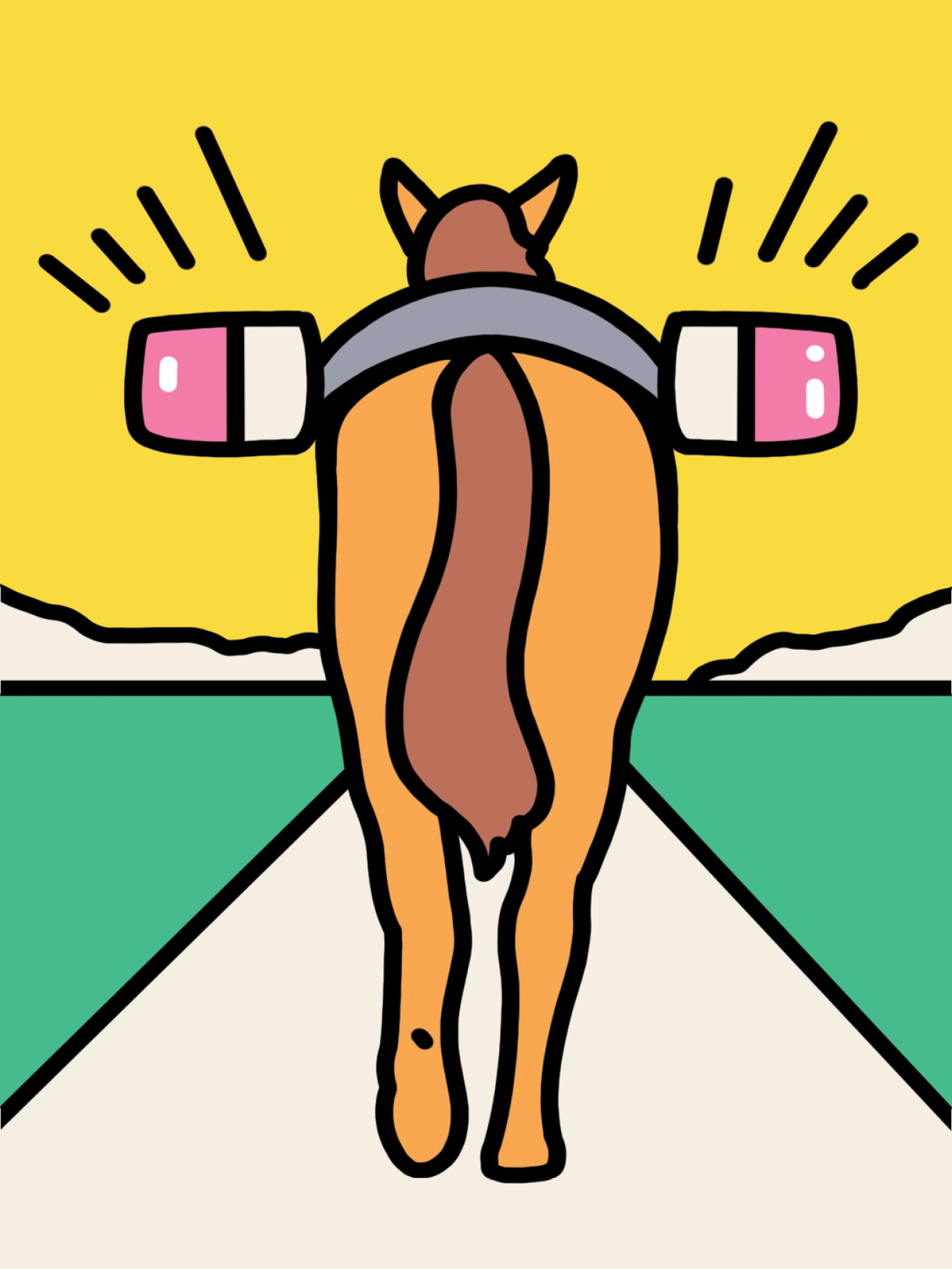 A horse wearing rear brake signals&nbsp;