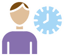 Illustration of a person with a clock next to him 