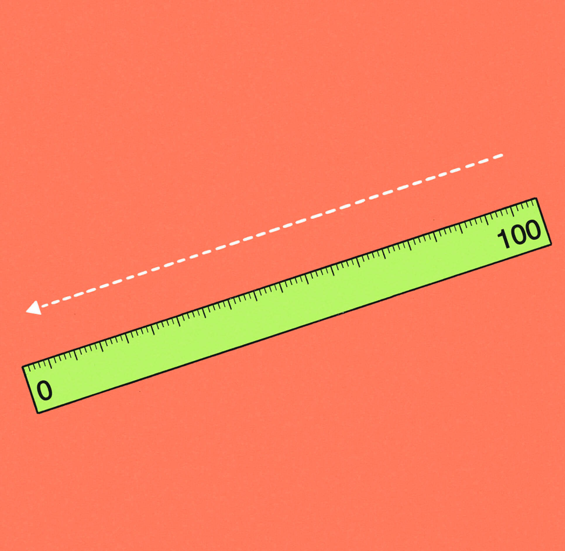 Illustration of a ruler marked 1 through 100