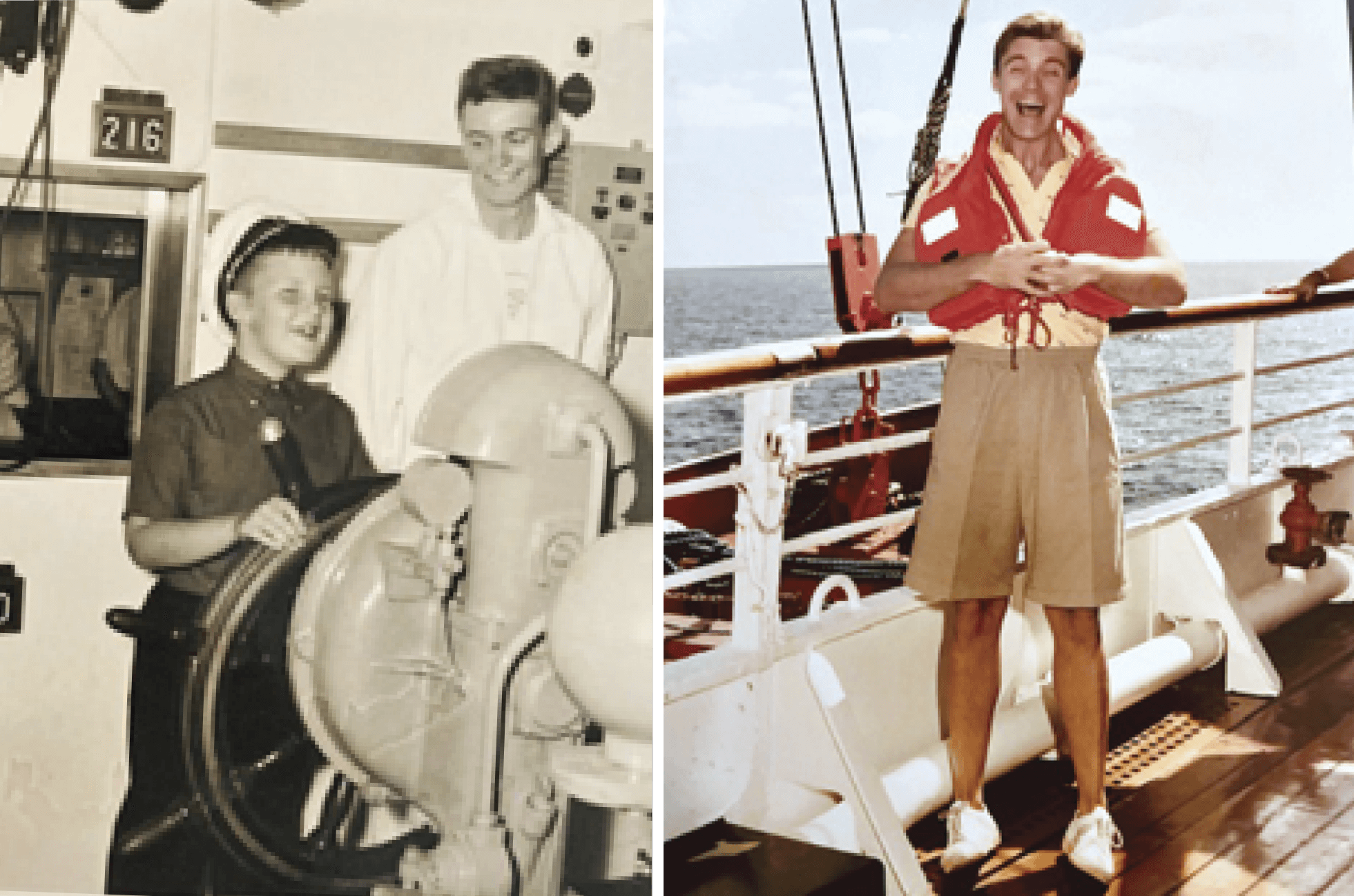 Collage of Ted Eastwick with Jane Emmet on various cruise ships&nbsp;