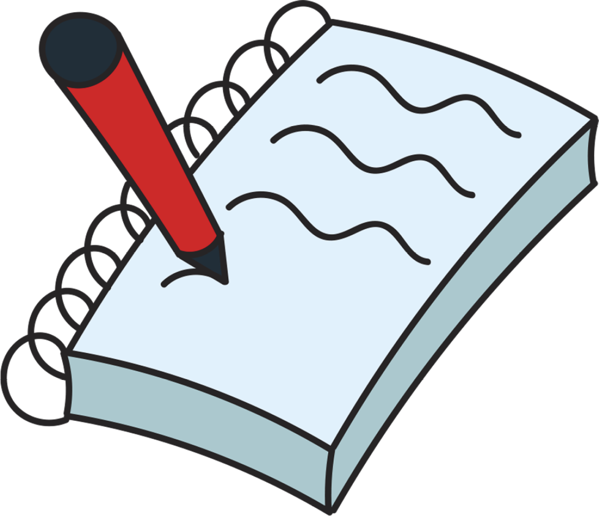 Illustration of a notebook with a pen