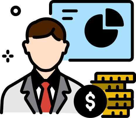 Illustration of a man in a suit with statistics behind him&nbsp;