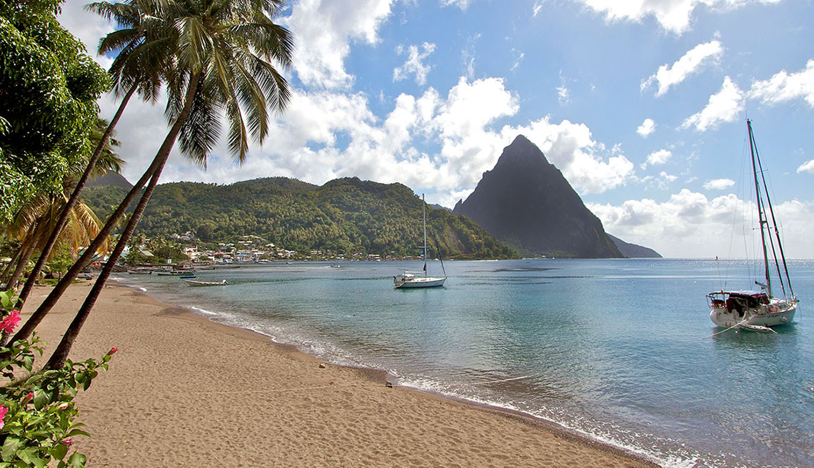 Boats Sitting Near Shore In St Lucia, Best Honeymoon Destinations