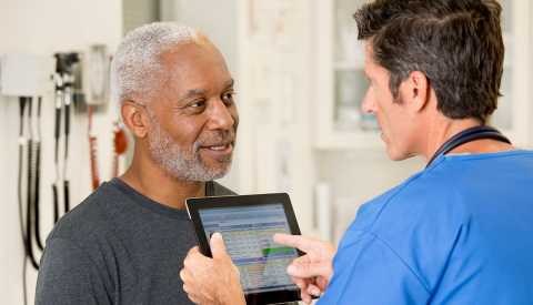 Doctor talking with a patient