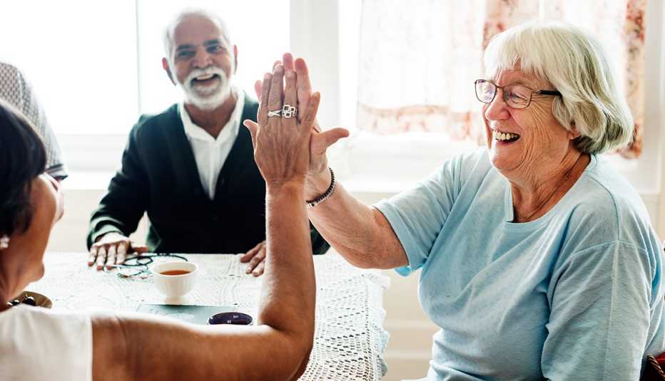 Mature adults give high fives