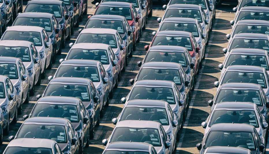 four lines of cars