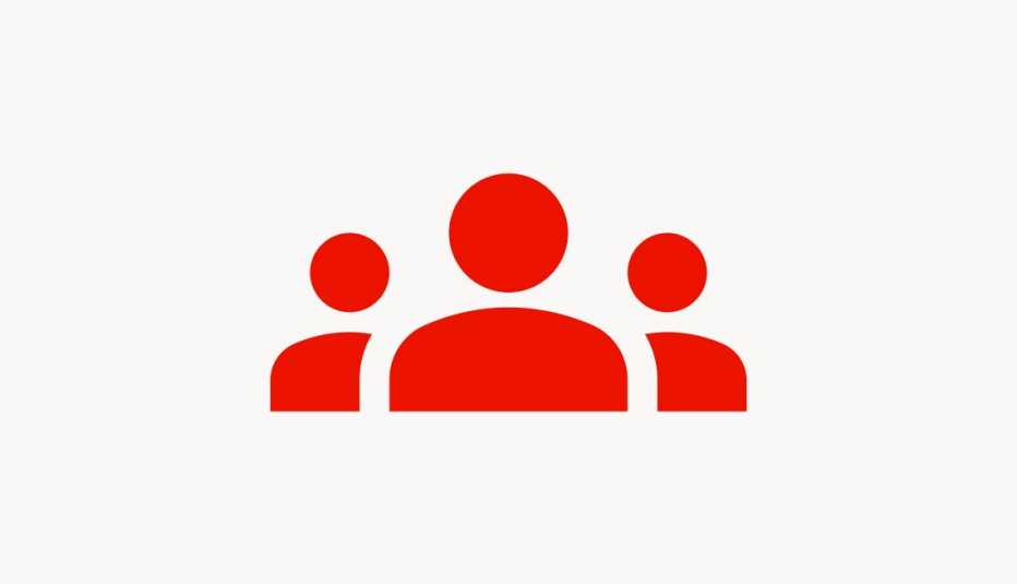 An illustration of three people as red silhouettes