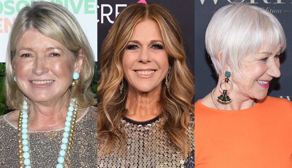 Martha Stewart, Rita Wilson and Helen Mirren with various hair styles