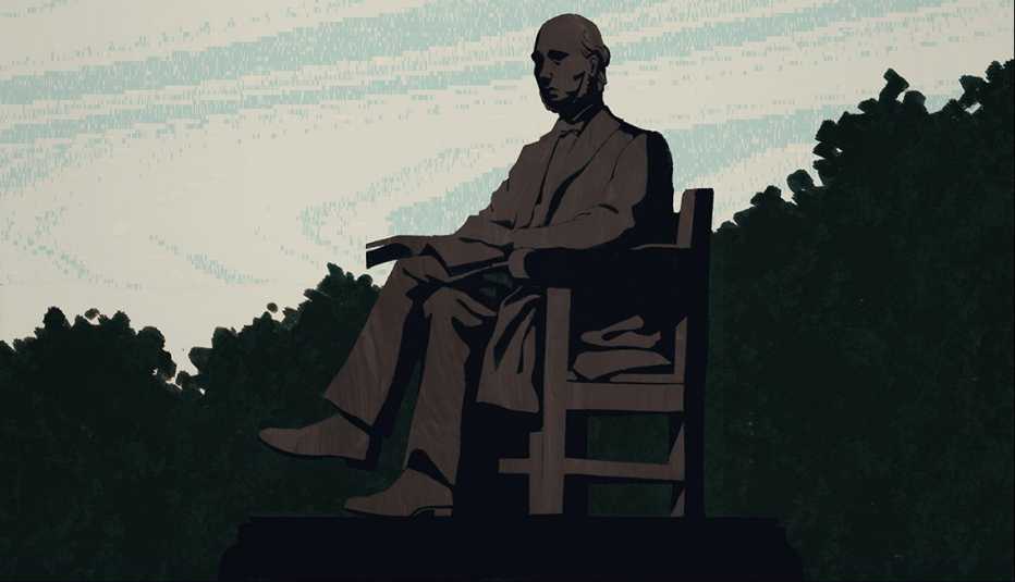 Illustration of William Lecky statue at Trinity College in Dublin 