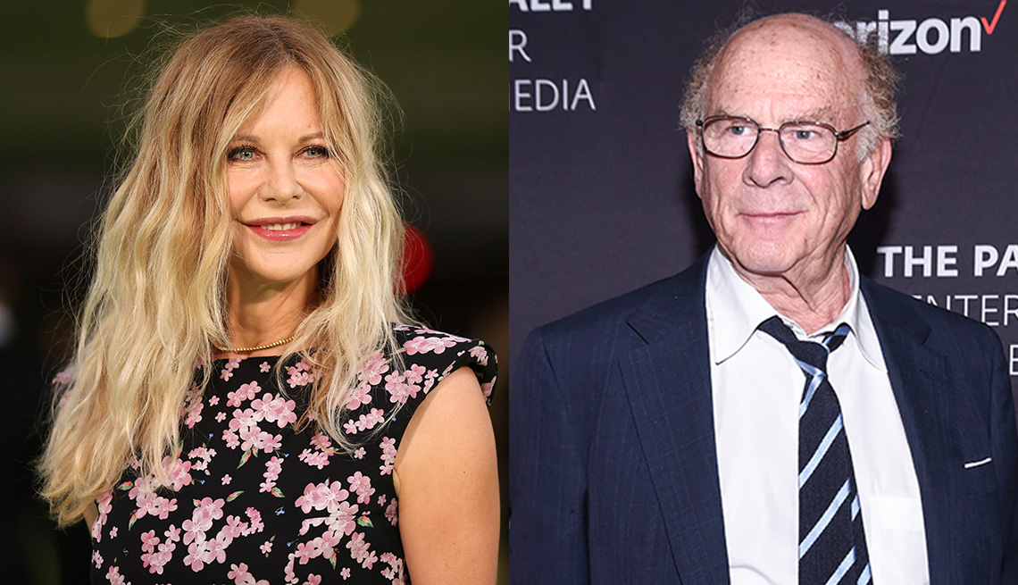 Side by side images of Meg Ryan and Art Garfunkel