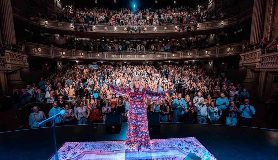 leanne morgan on stage in front of large audience
