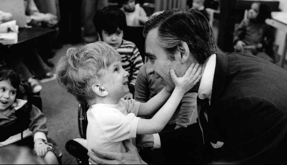 Fred Rogers meets with a disabled boy in the film WON’T YOU BE MY NEIGHBOR?, a Focus Features release.