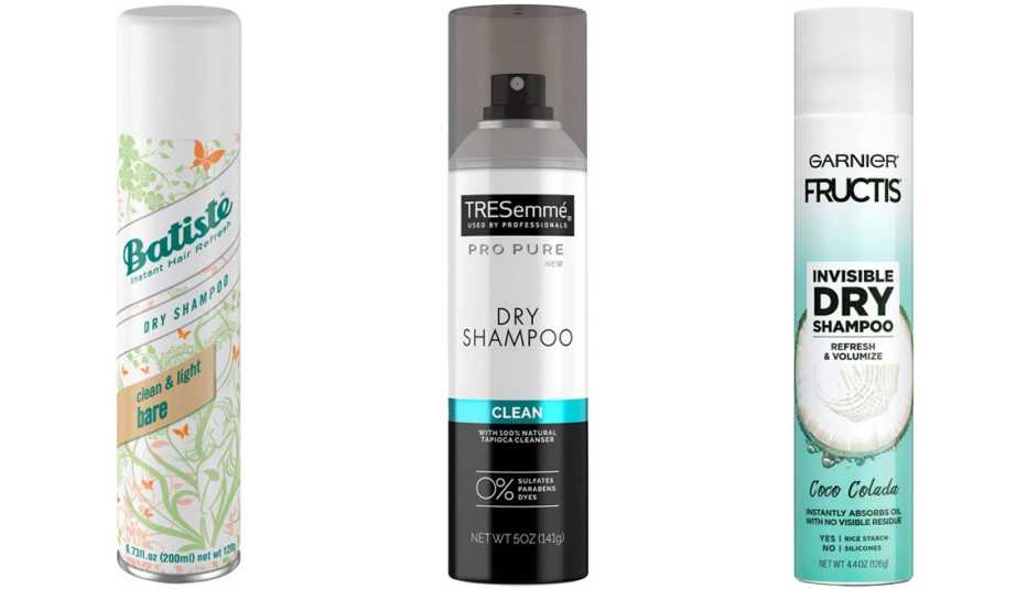 Batiste Clean and Light Bare Dry Shampoo TRESemme Pro Pure Dry Shampoo Garnier Fructis Invisible Coco Colada Dry Shampoo