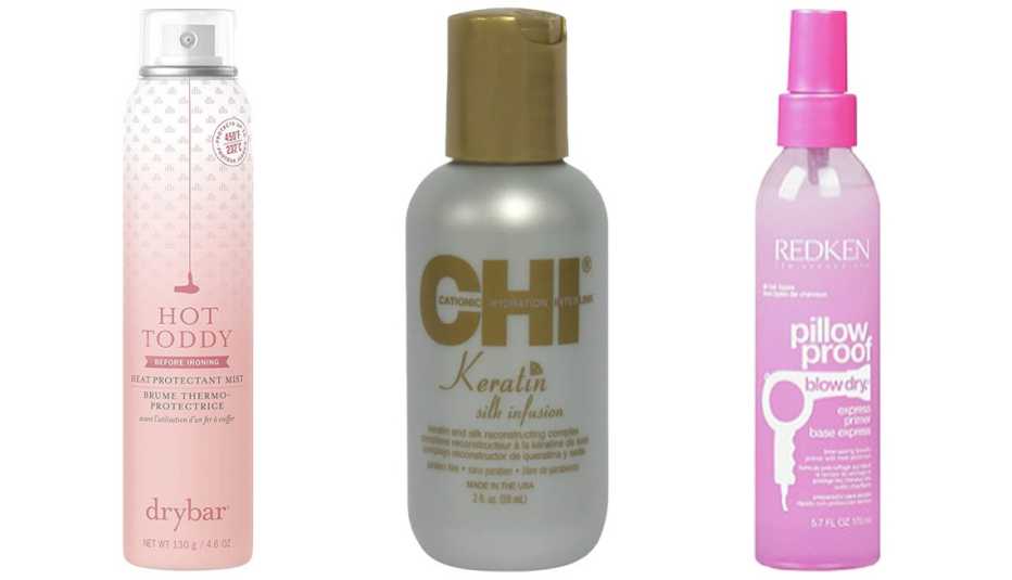Drybar Hot Toddy Heat Protectant Mist CHI Keratin Silk Infusion Reconstructing Complex Redken Pillow Proof Blow Dry Express Primer Spray