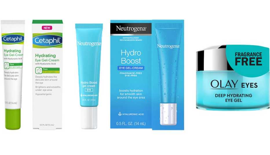 Cetaphil Hydrating Eye Gel-Cream; Neutrogena Hydro-Boost Eye Gel-Cream; Olay Eyes Deep Hydrating Eye Gel