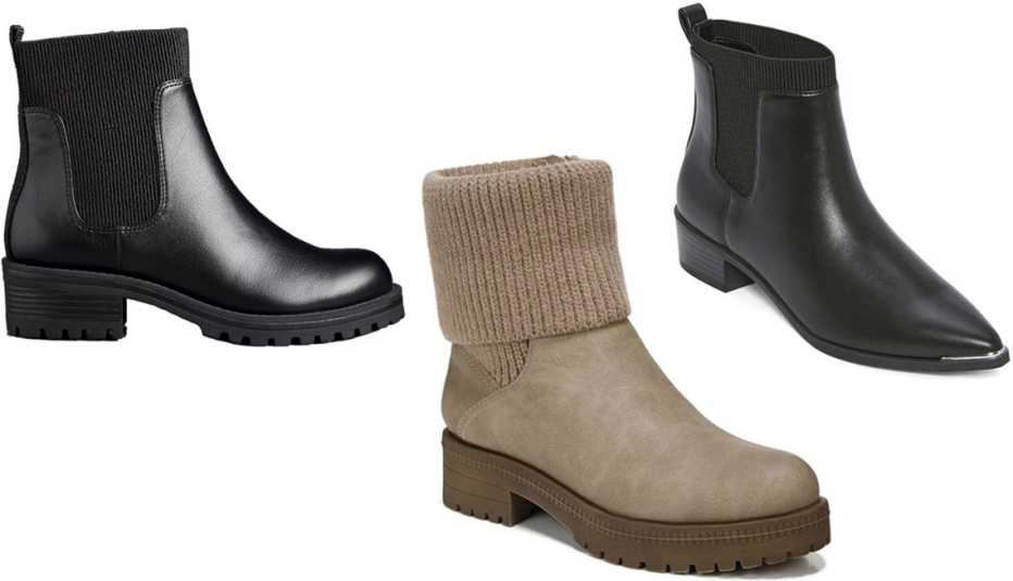 Simply Vera Vera Wang Madisonn Women’s Chelsea Boots; Life﻿Stride Simone Women’s Boots in Taupe; Worthington Women’s Brighton Booties Block Heel in Black﻿