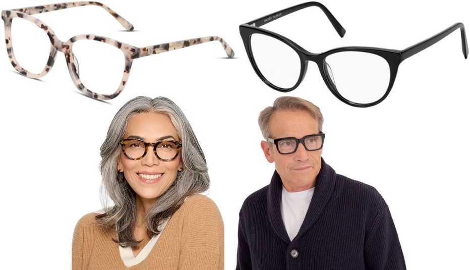 EyeglassesUSA Muse Eloquence in Tortoise/Beige; Warby Parker Haley in Jet Black; A.J. Morgan Honestly Readers in Black; EyeBuyDirect Women’s Morla Glasses Round Tortoise Eyeglasses
