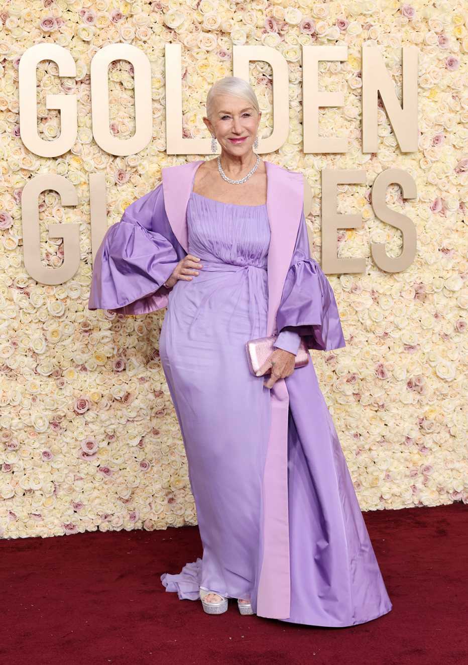 Helen Mirren on the red carpet at the 81st Golden Globe Awards