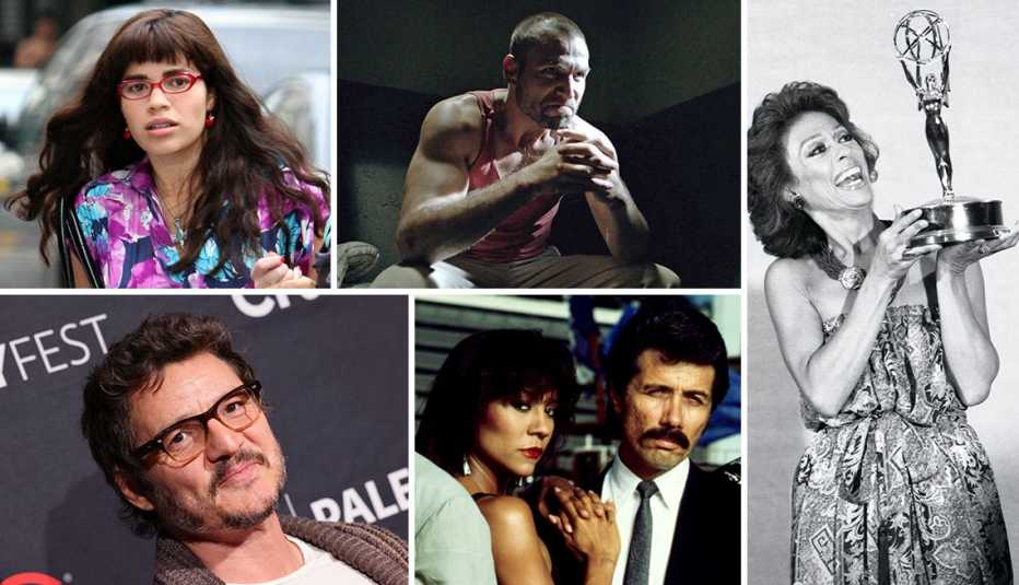 clockwise from top left america ferrera then rafael amaya then rita moreno then edward james olmos with olivia brown then pedro pascal