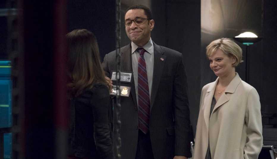 Harry Lennix as Harold Cooper and Martha Plimpton as Dr. Sharon Fulton in “Blacklist.”