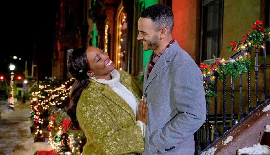 Olivia Washington and Will Adams star in the Hallmark movie A Holiday in Harlem