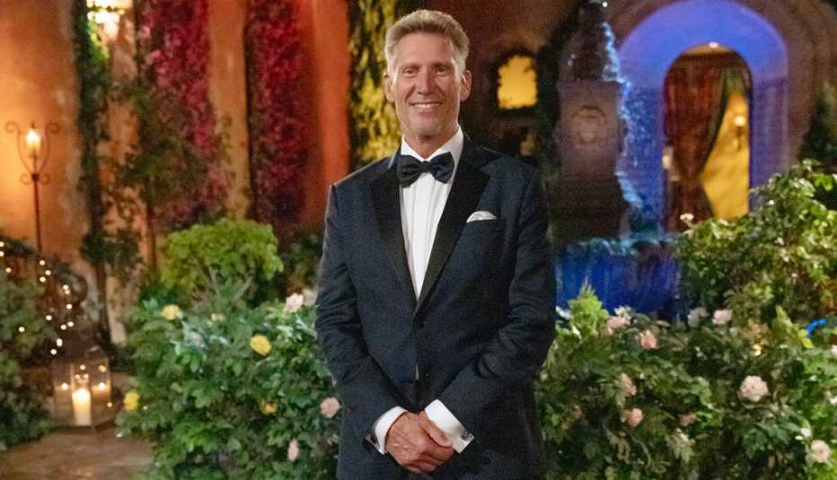 gerry turner wearing a tuxedo for the series premiere of the golden bachelor