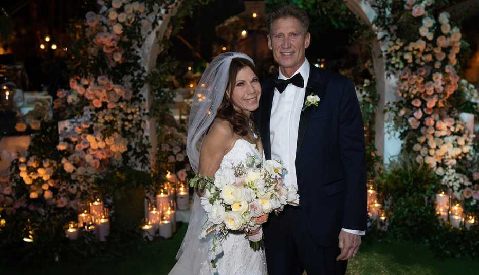Theresa Nist and Gerry Turner smiling after getting married at "The Golden Wedding."