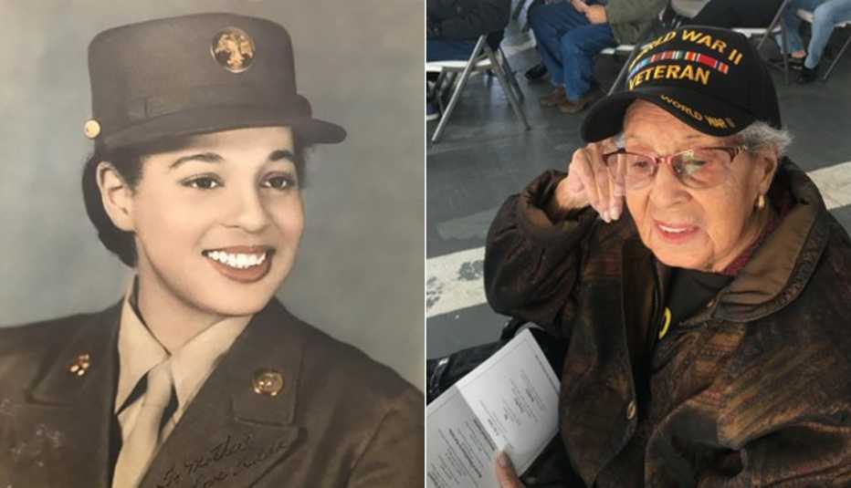 Hilda P Griggs during World War Two and a more recent image of her