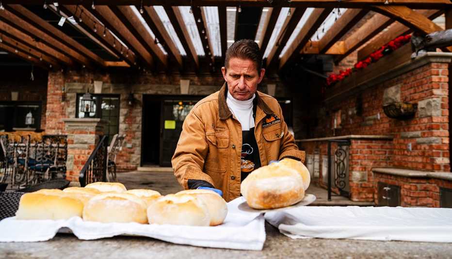jeff owens is baking bread in his backyard