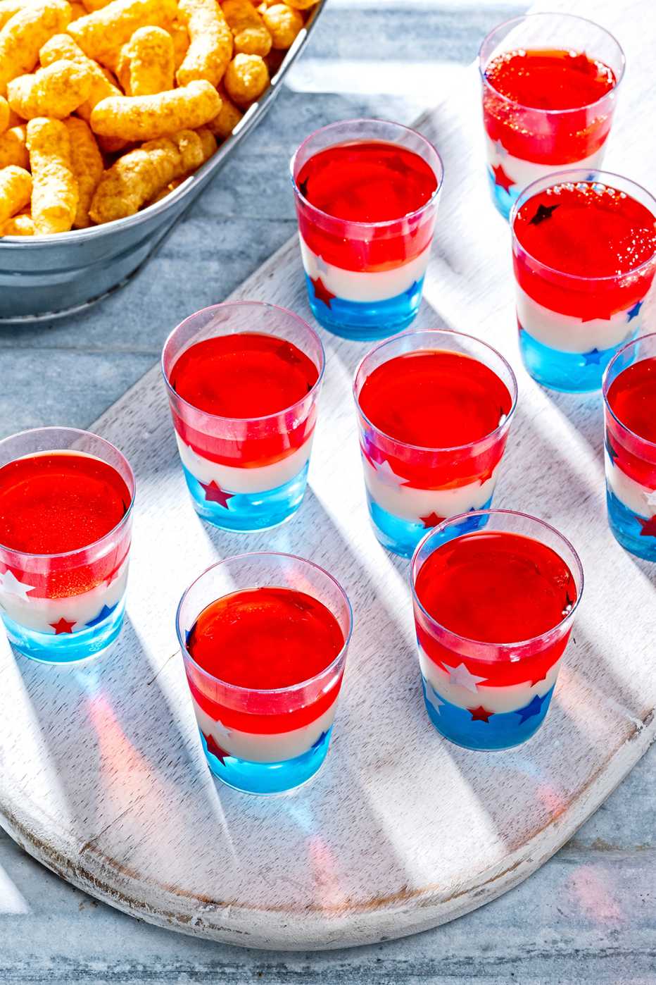 jello shots decorated in patriotic colors