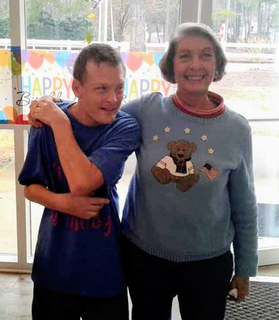 Donna Crisp photographed with her son