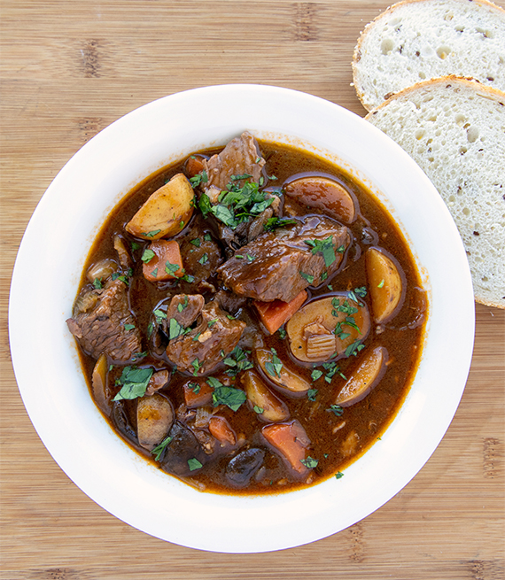 Beef stew and potatoes with Irish Soda Bread
