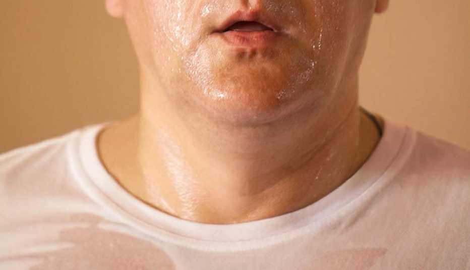 A man sweats excessively, Yuck Factor Facts Fix Act Now Sweaty