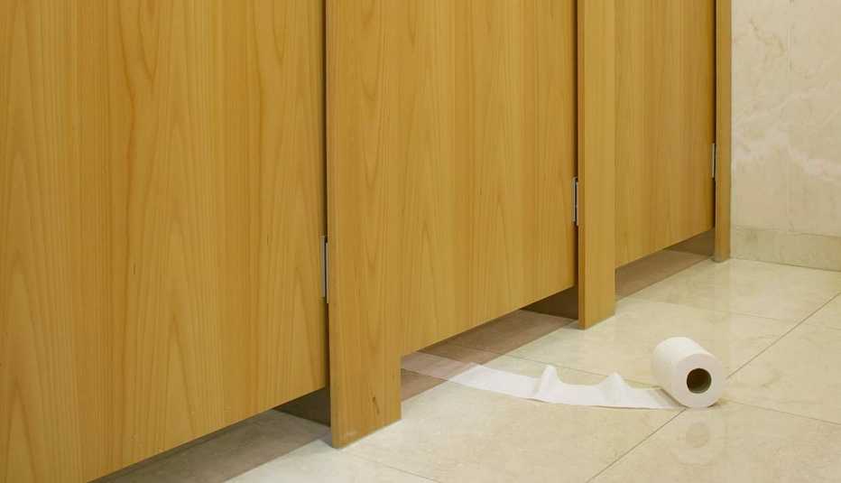 Toilet paper roll in front of stall, Yuck Factor Facts Fix Act Now Bathroom Stall Frequent