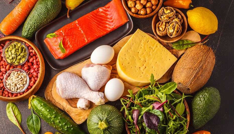 an assortment of low carb food