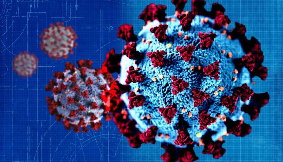 computer illustration of coronavirus delta variant mutation concept