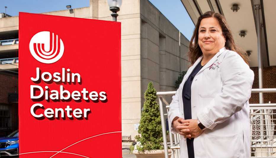 doctor sylvia rosas standing outside the joslin diabetes center