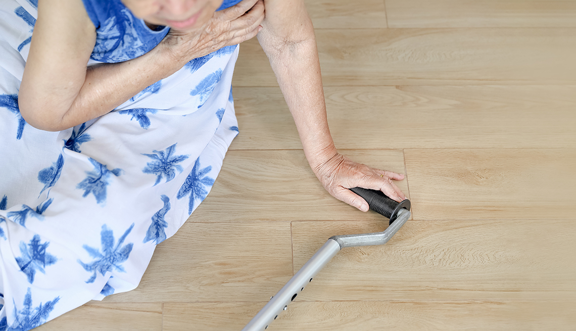 Woman falling down at home