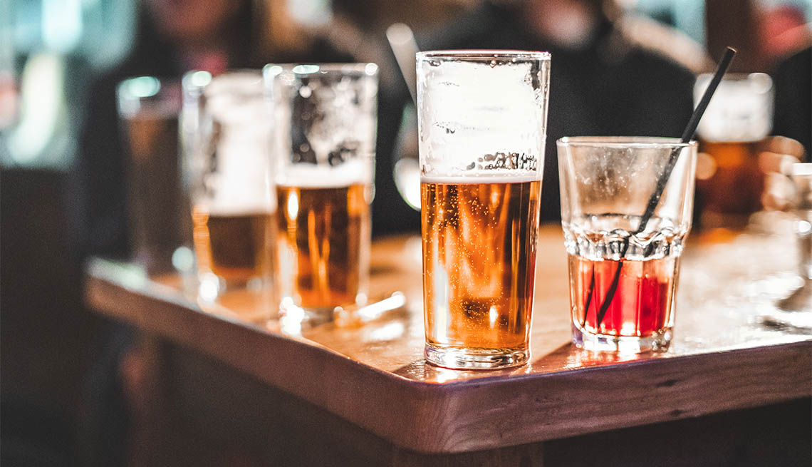 beer glasses on table