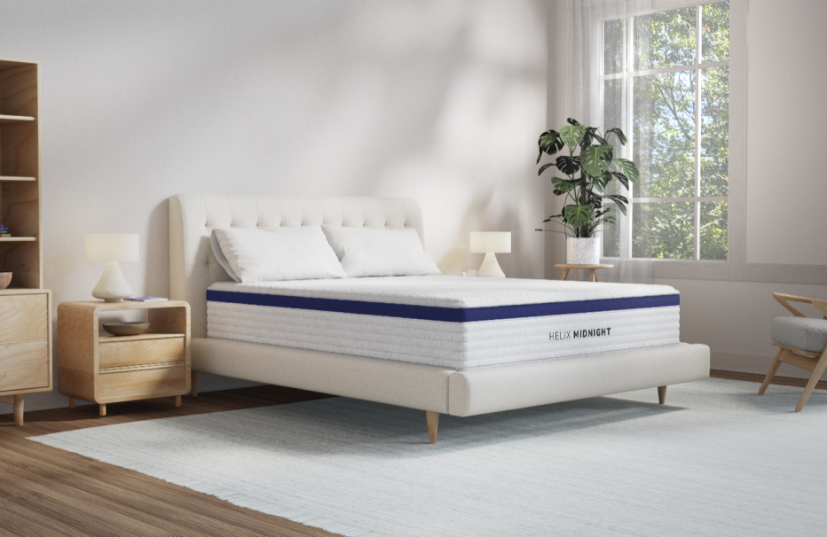 The Helix Midnight mattress on display