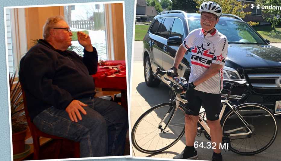 Before and after pictures of Reginald Rowsey's weight loss.