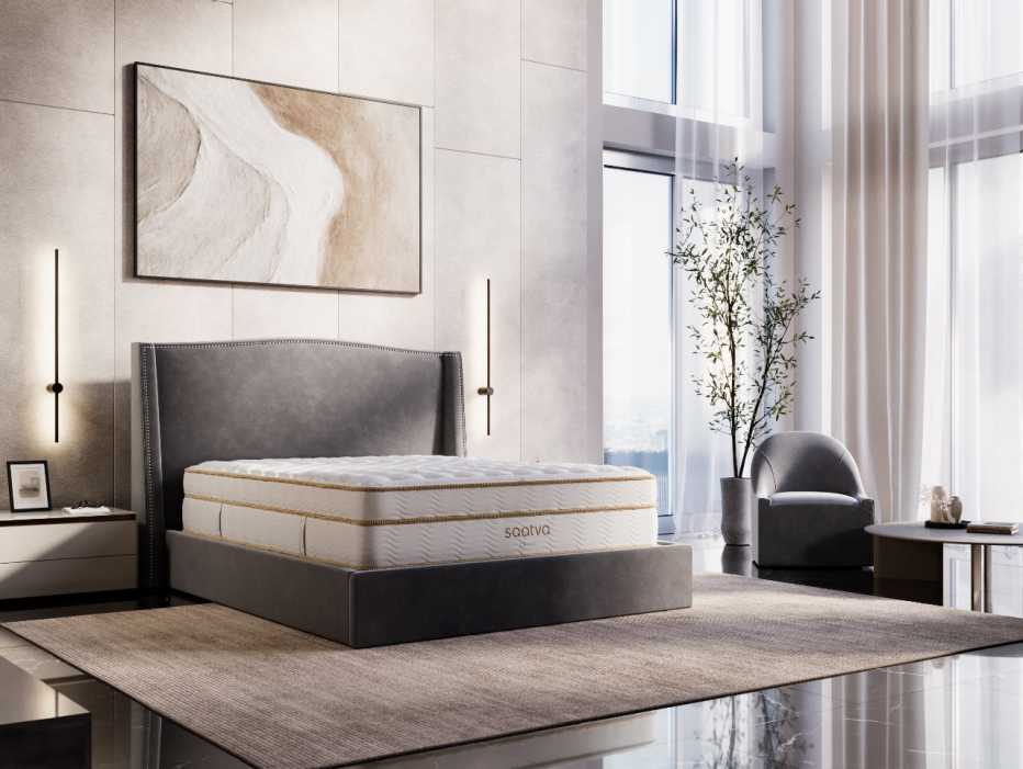 The Saatva Classic mattress in a modern bedroom.