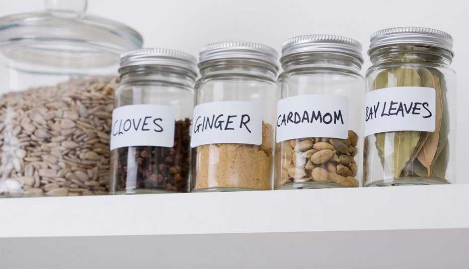 spice rack of various seasonings