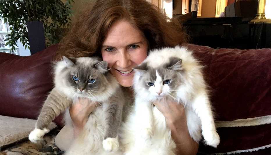Women with two cats