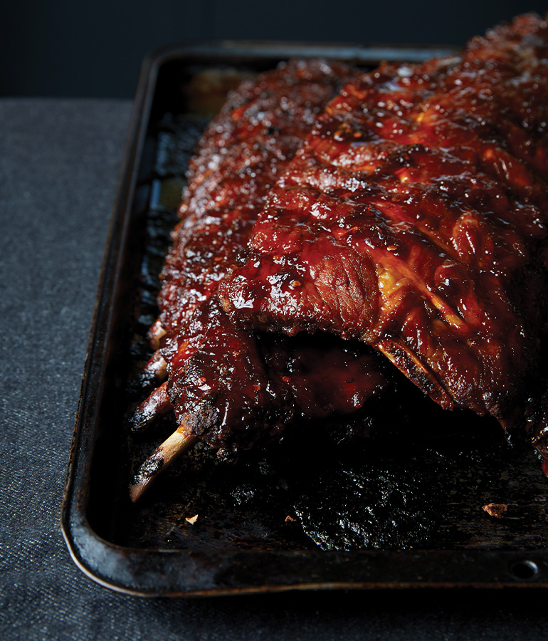 glazed ribs in pan