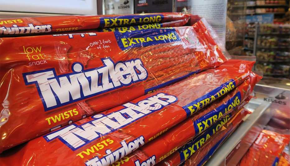 Twizzlers on a store shelf