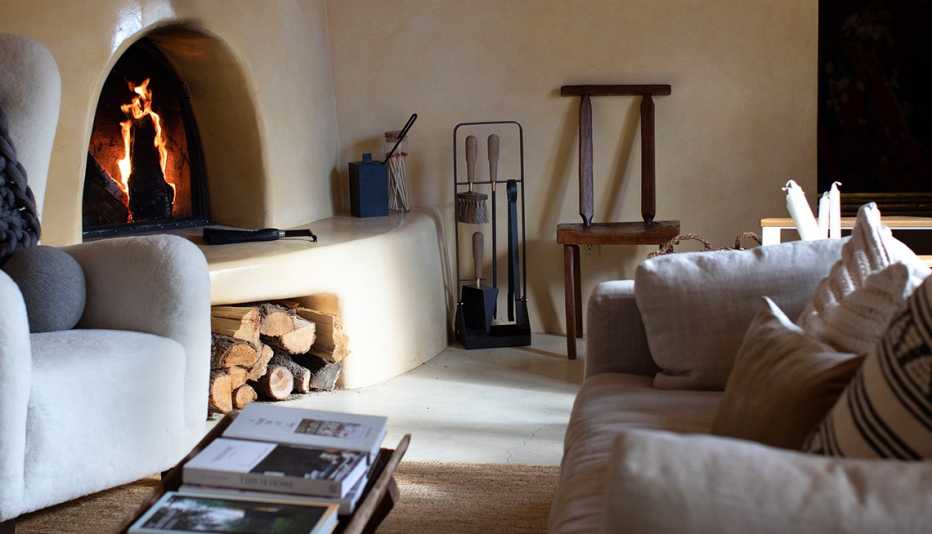 a hygge themed living room
