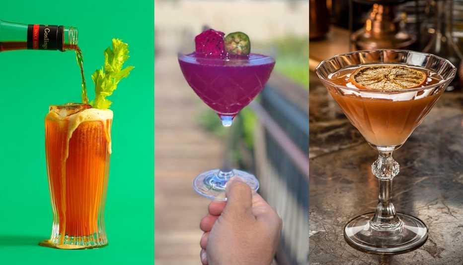 three rum drinks a bloody goslings the rum dragon and the el floridita 