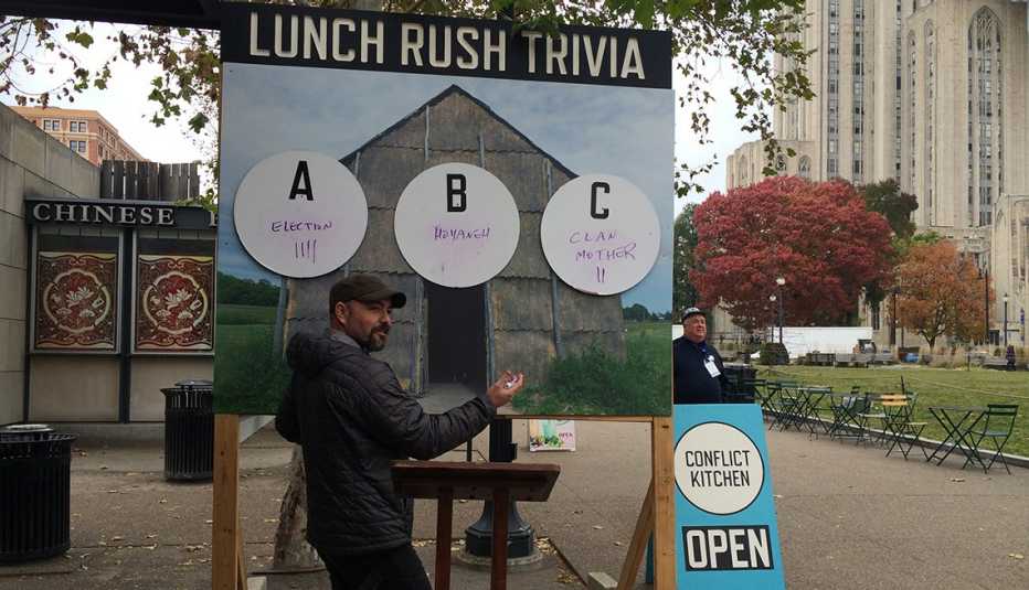 History trivia game, Conflict Kitchen, Signs that Say So Much